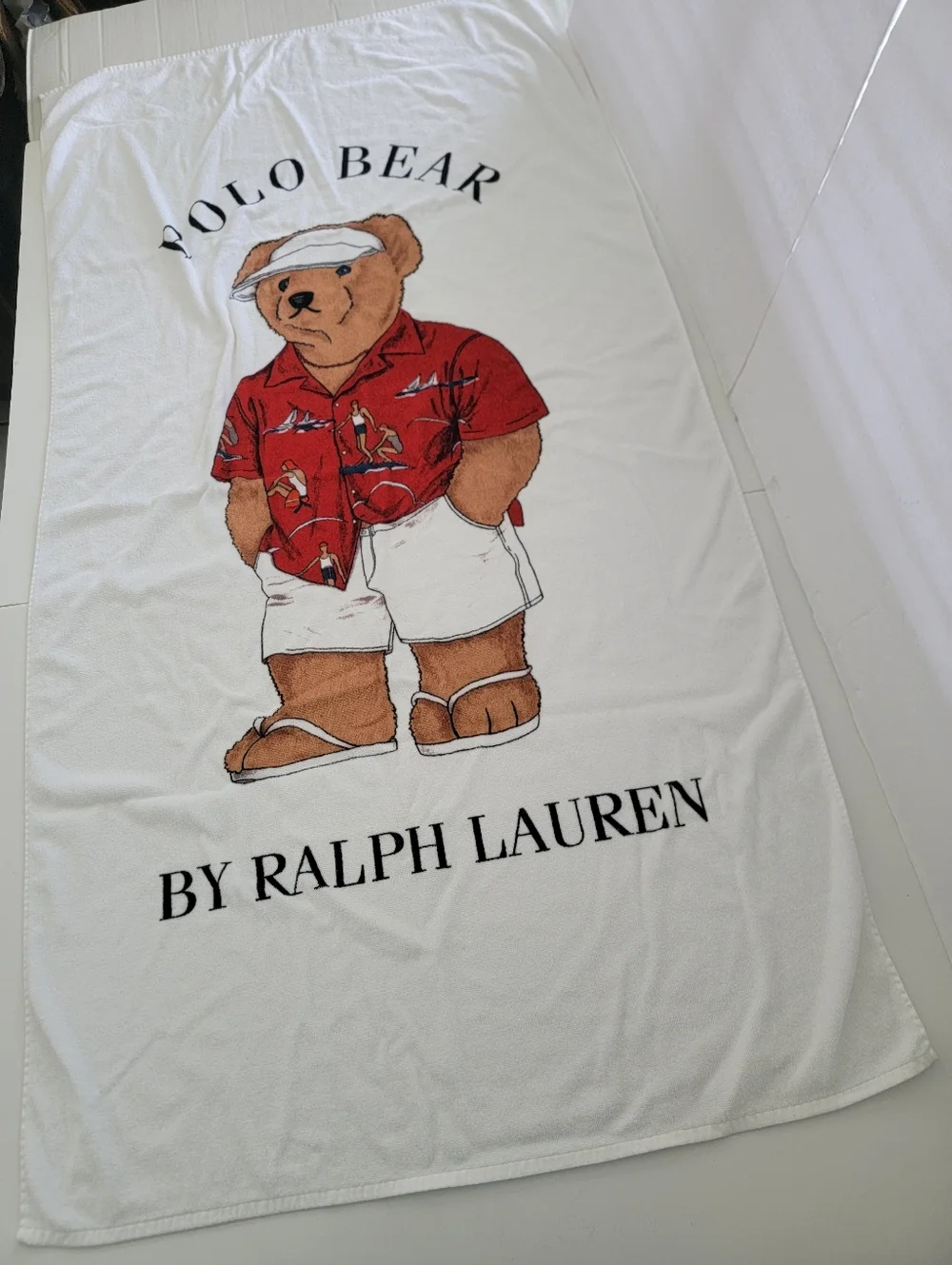 Ralph Lauren White Polo Bear Graphic Extra Large Towel
